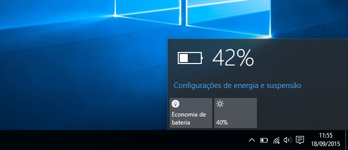 Alterando o brilho da tela no Windows 10 (Foto: Reprodução/Helito Bijora) 