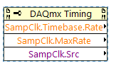 Use this property node after a dummy task to see what the timing source is, max rate, etc. You can then use the source for other things.