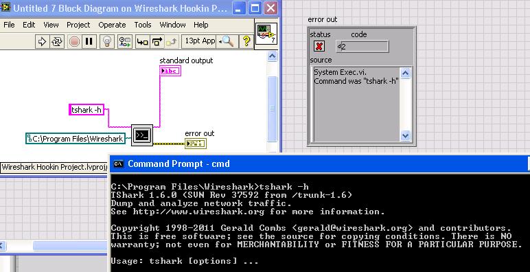 Tshark Labview Call