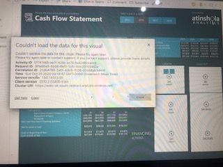 Cash flow statement - error message pbi service