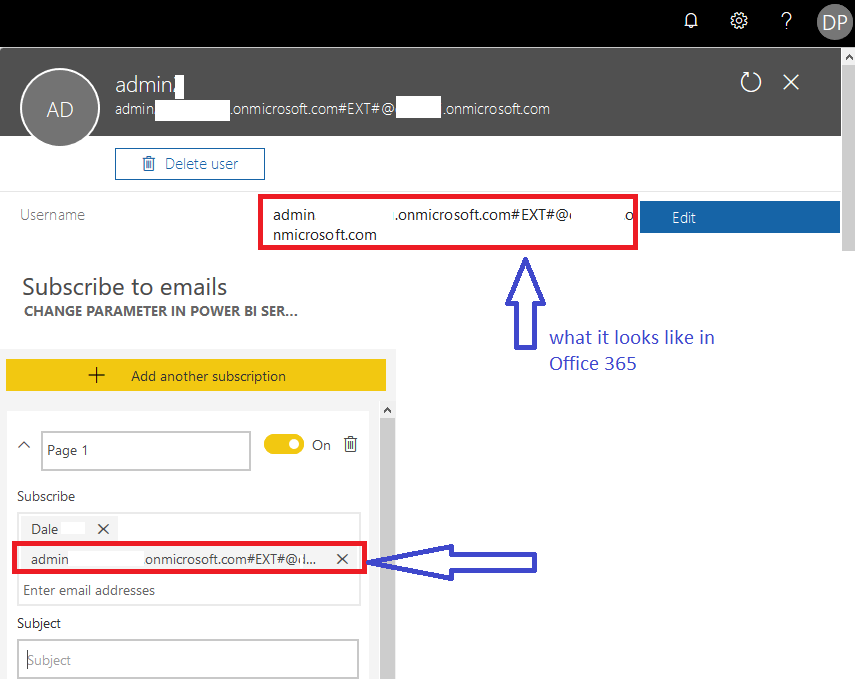 Subscribing-to-report-with-onmicrosoft-com-email