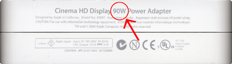 Cinema hd display on sale 90w power adapter