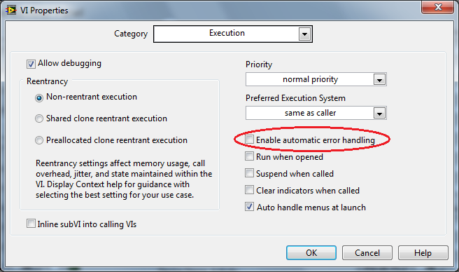Enable Automatic Error Handling