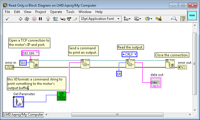 This is what I am using to read information from the motor. It too seems to work without issue.