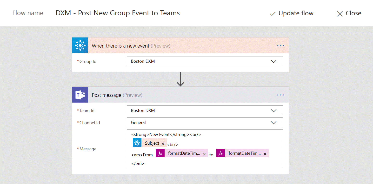 Create new post in Teams from your Calendar