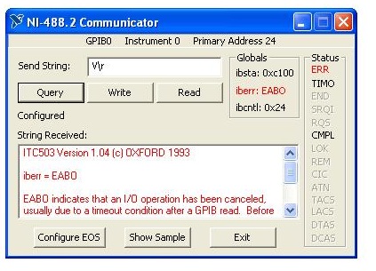 ITC503 Timeout Error