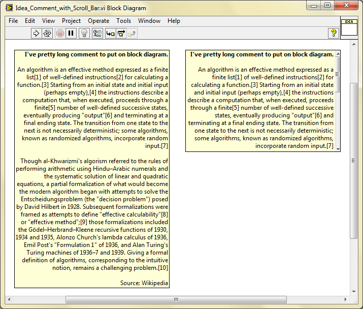 Comments with Scroll Bar