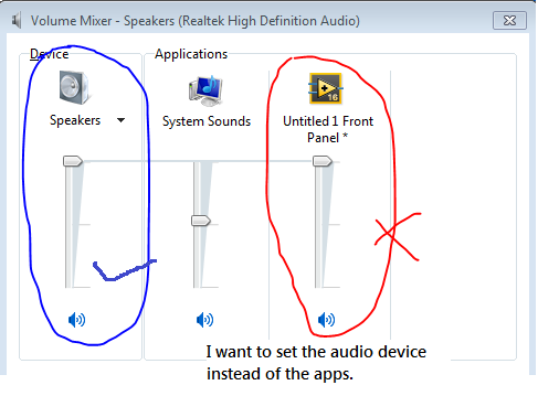 set audio device volume instead of APPs