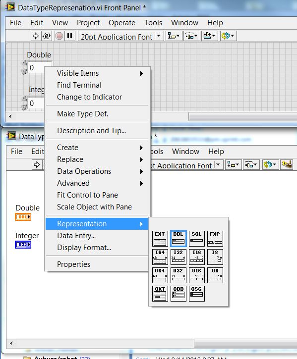 Data Type Representation Pallette