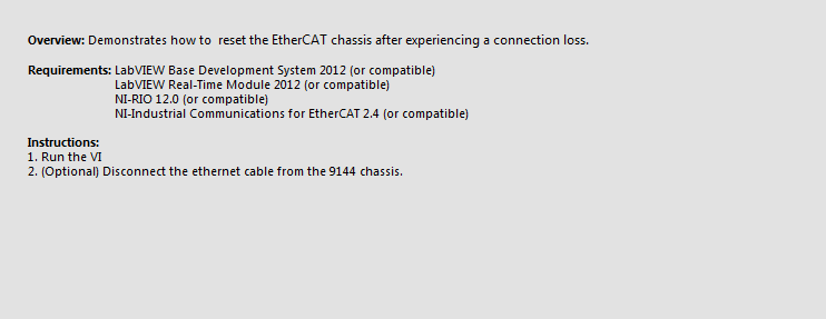 Reset EtherCAT Chassis after connection Loss.vi - Front Panel.png