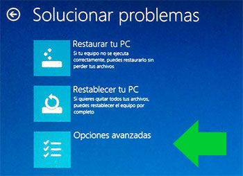 Panel de Solucionar problemas en Windows 8