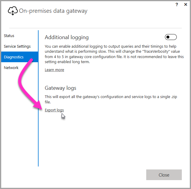 On-prem-data-gateway-UI-logs