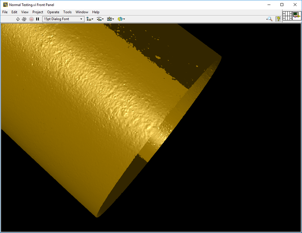 Point Cloud Scan, note the dark areas of non-reflection due to single sided normals