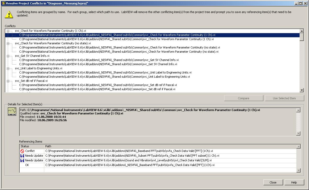 Screenshot of the Resolve Conflicts Dialog Box