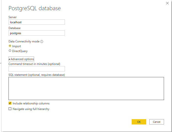 Postgres import