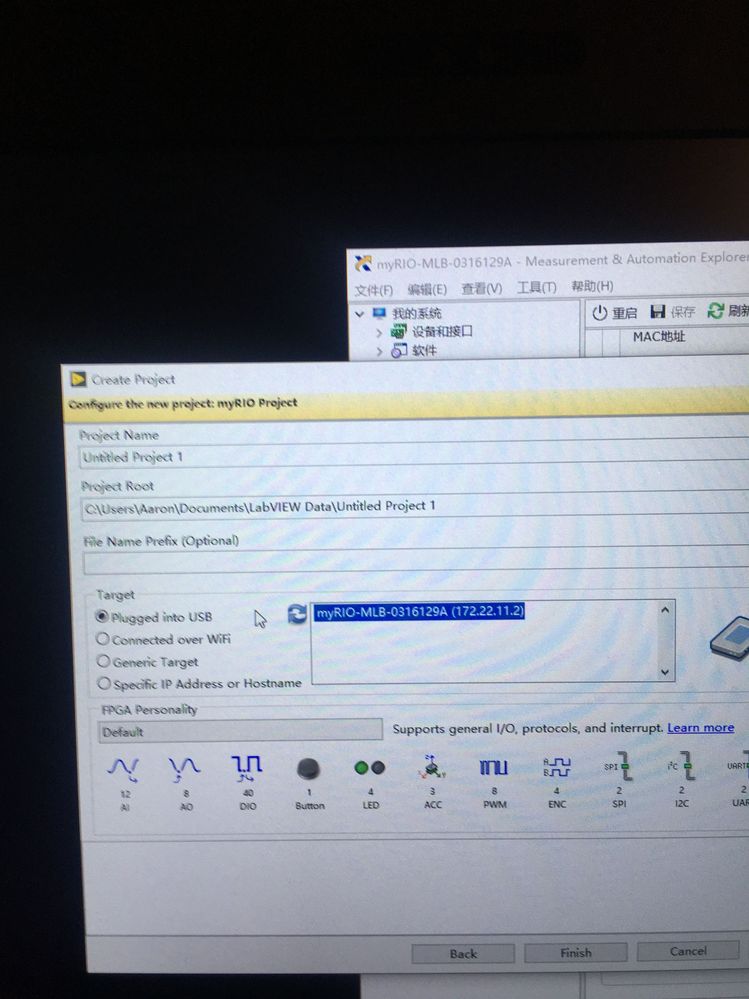 in usb tab can scan the Device myRIO