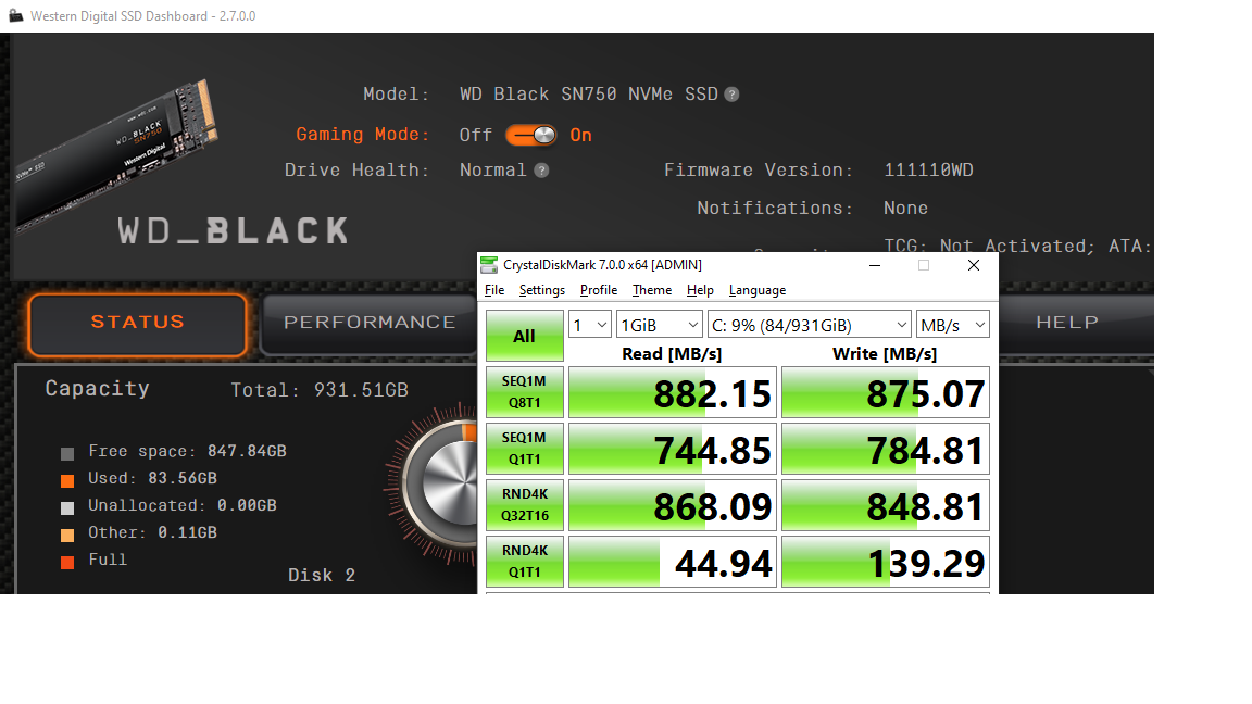 Aurora R7 Wd Black Sn750 Nvme Disk Low Speeds Dell Community