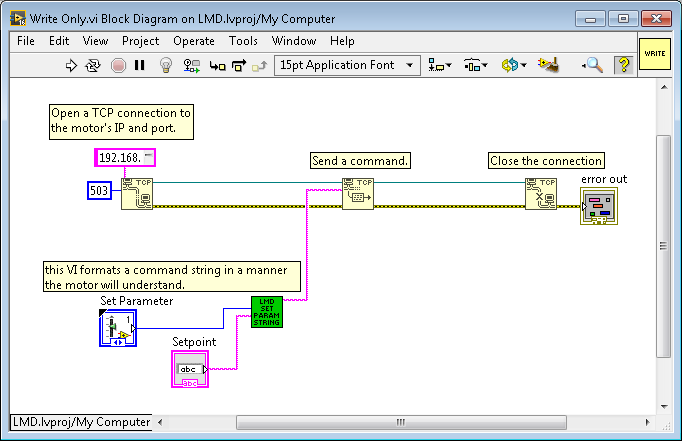 This is what I am using to send commands to the motor. It runs without issue.