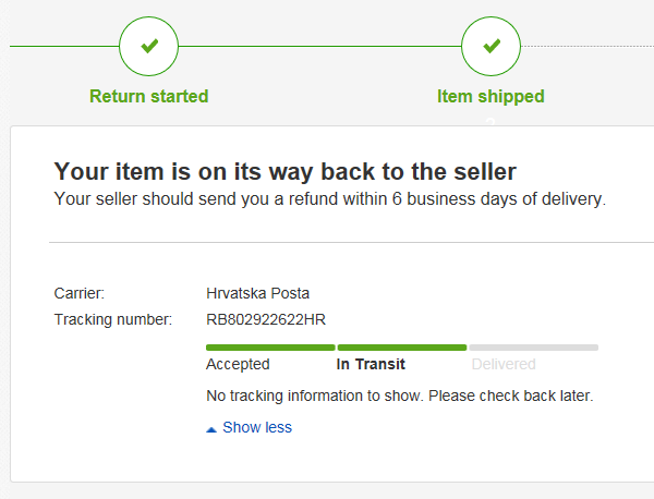 entered wrong tracking number ebay