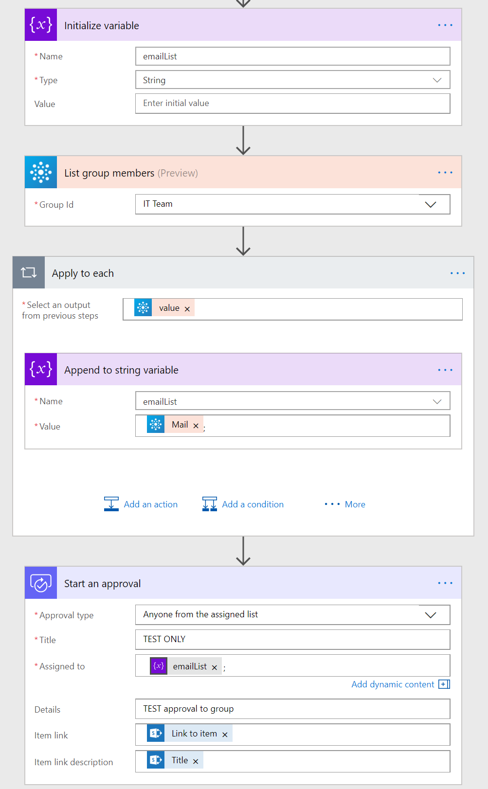 Microsoft Flow - assign approval to group