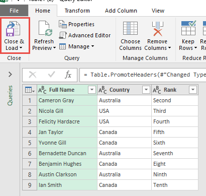 Use First Row as Headers Using Power Query or Get & Transform