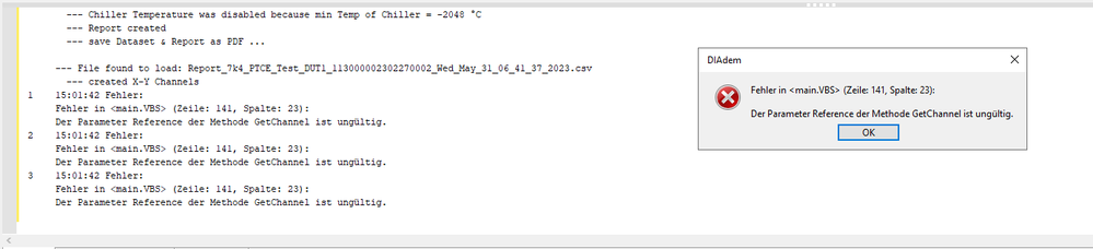 Error-Message in Diadem 2022